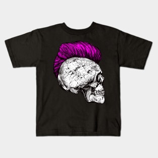 Skeleton skull with iro hairstyle in pink Kids T-Shirt